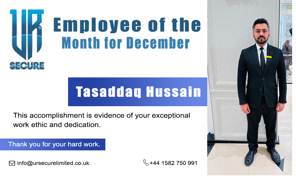 Tasaddaq Hussain Employee of the month for December