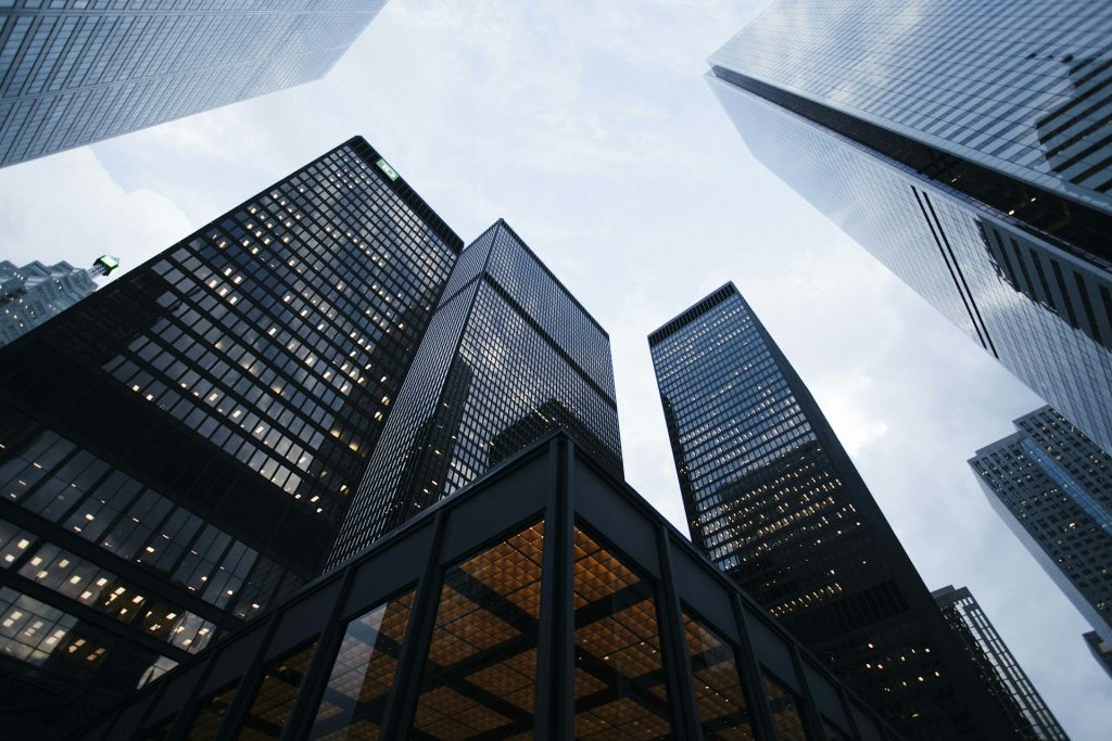 Modern corporate office building lobby